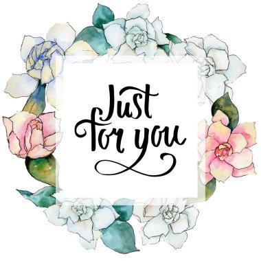 Kır çiçeği gardenya çiçek çelenk suluboya tarzında.