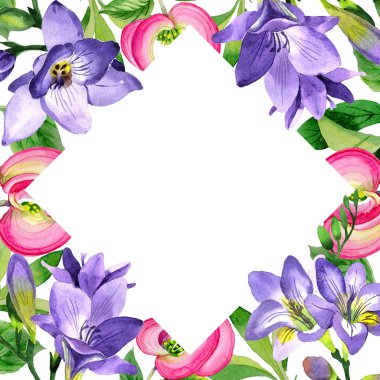 Kır çiçeği cornos Florida çiçek çerçeve suluboya tarzında.