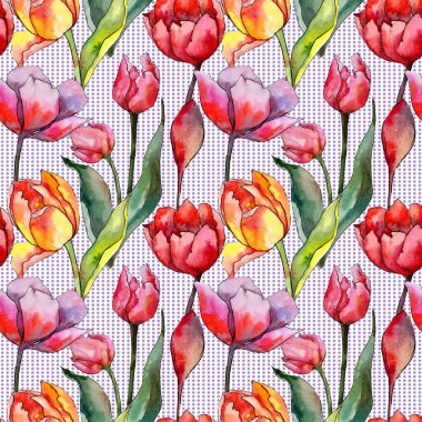 Kır çiçeği Lale çiçek deseni suluboya tarzında.