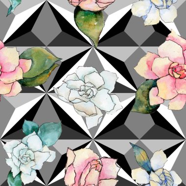 Kır çiçeği gardenya çiçek deseni suluboya tarzında.