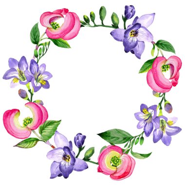 Kır çiçeği cornos Florida çiçek çelenk suluboya tarzında.