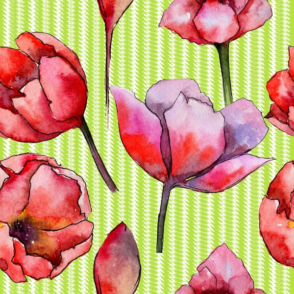 Wildflower tulip flower pattern in a watercolor style.