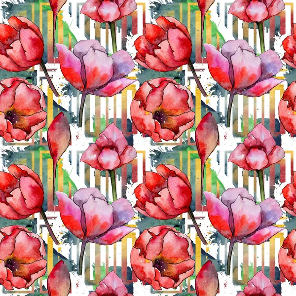 Wildflower tulip flower pattern in a watercolor style.