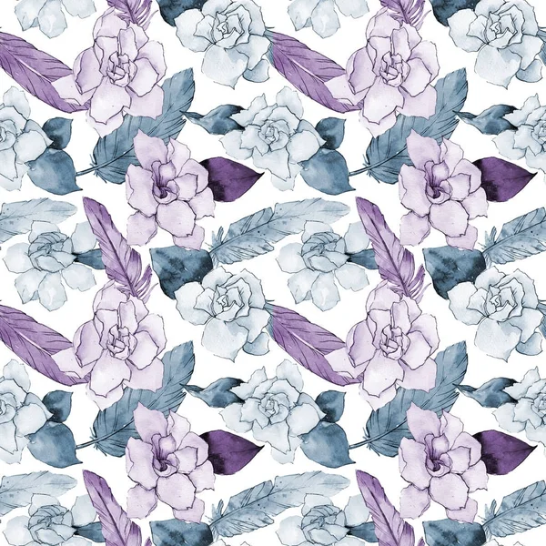 Wildflower gardenia flower pattern in a watercolor style.