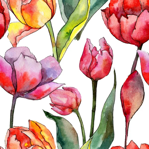 Patrón de flor de tulipán silvestre en un estilo de acuarela . — Foto de Stock
