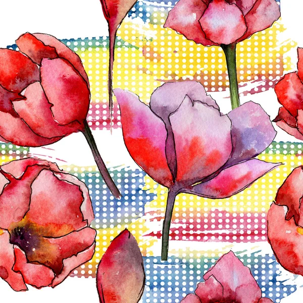 Wildflower tulip kwiatki w stylu przypominającym akwarele. — Zdjęcie stockowe