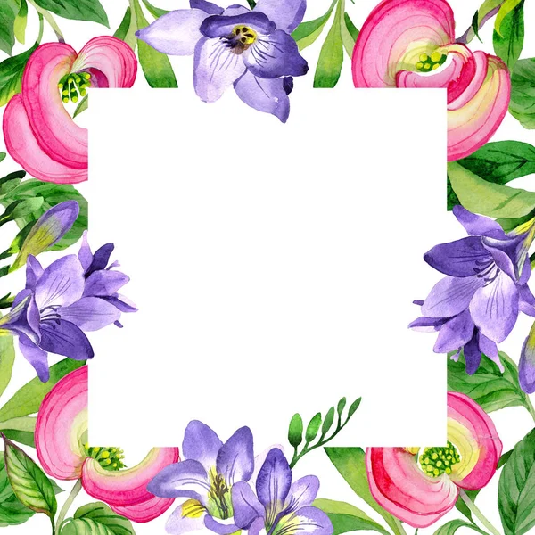 Wildflower cornos Florida bloem frame in een aquarel stijl. — Stockfoto