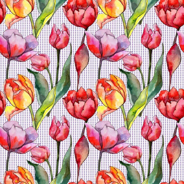 Wildblume Tulpenblütenmuster im Aquarell-Stil. — Stockfoto