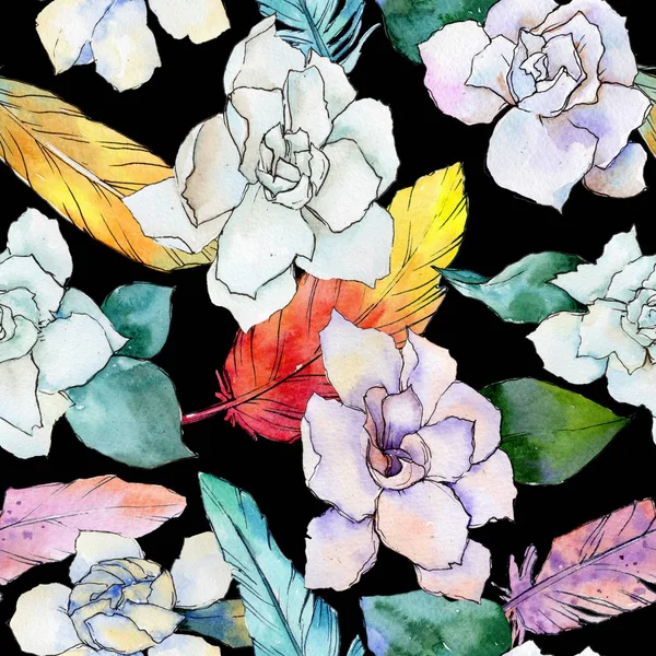 Wildflower gardenia flower pattern in a watercolor style.