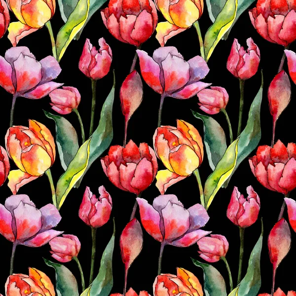 Wildflower tulip bloemenpatroon in een aquarel stijl. — Stockfoto