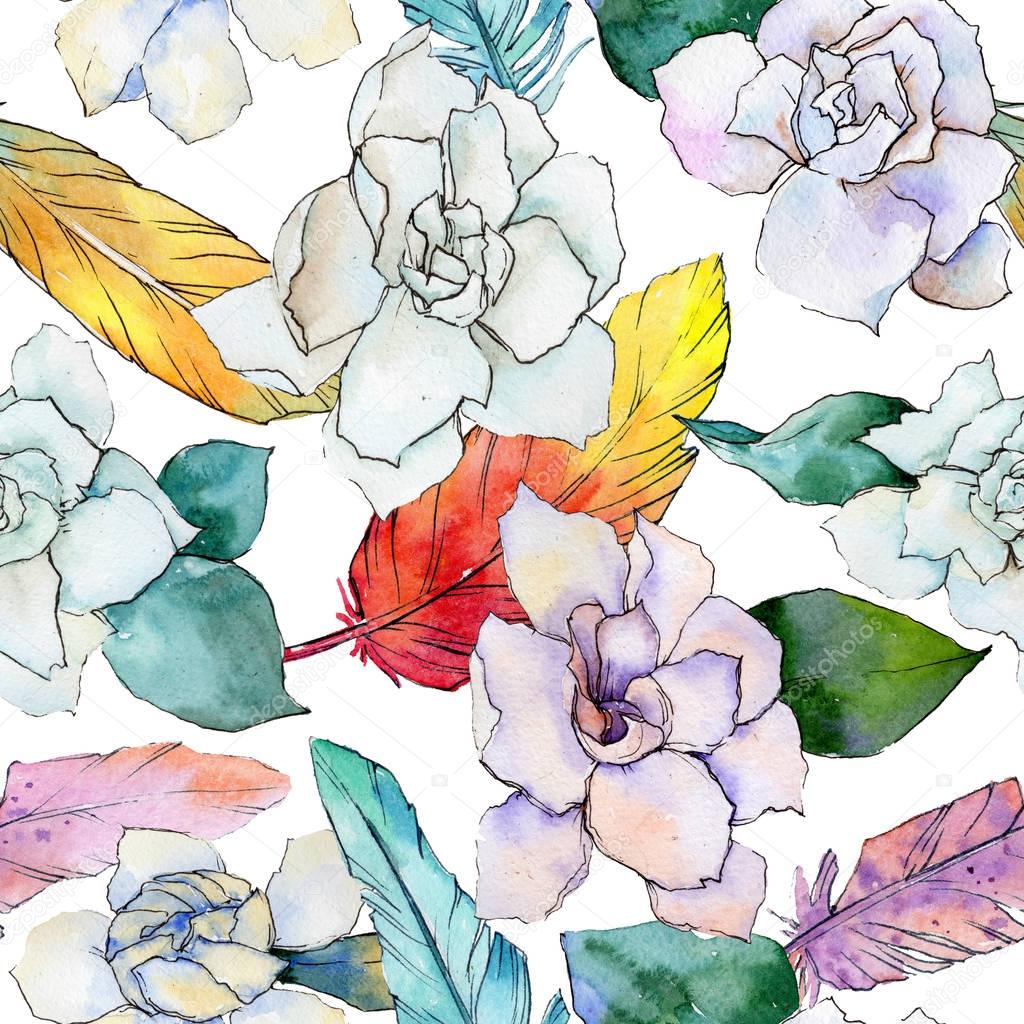 Wildflower gardenia flower pattern in a watercolor style.