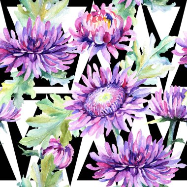 Kır çiçeği krizantem çiçek deseni suluboya tarzında.