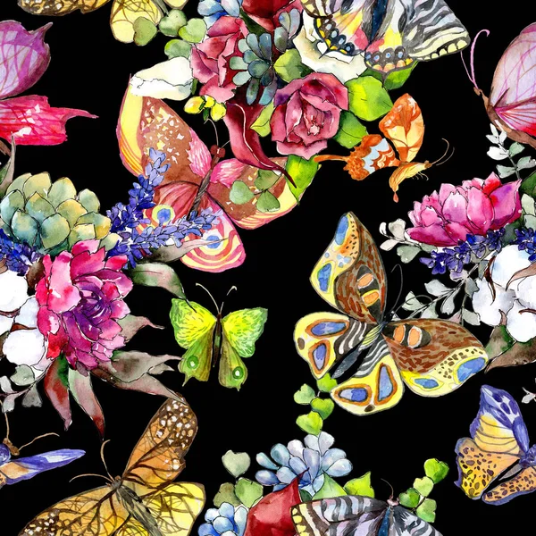 Borboleta exótica padrão de inseto selvagem em um estilo aquarela . — Fotografia de Stock