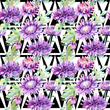 Kır çiçeği krizantem çiçek deseni suluboya tarzında.