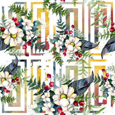 Buket çiçek deseni suluboya tarzında.