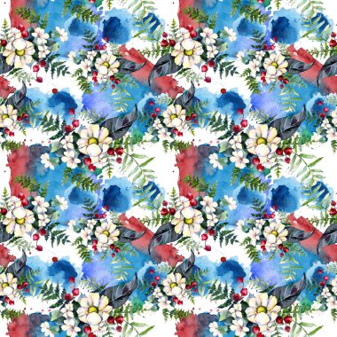 Buket çiçek deseni suluboya tarzında.