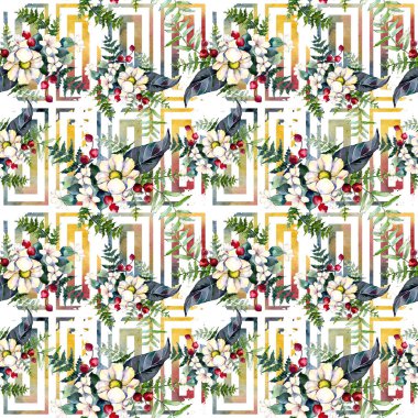 Buket çiçek deseni suluboya tarzında.