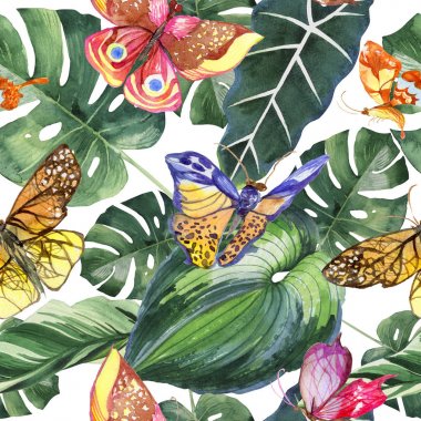 Egzotik kelebek vahşi böcek desen suluboya tarzında.