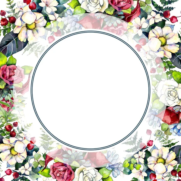 Bouquet flower frame in a watercolor style. — Stock Photo, Image