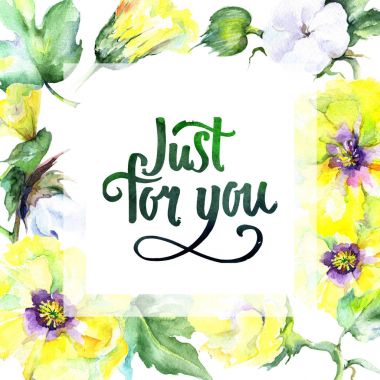 Kır çiçeği eustama çiçek çerçeve suluboya tarzında.