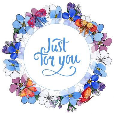 Kır çiçeği unutma çiçek çerçeve suluboya tarzında.