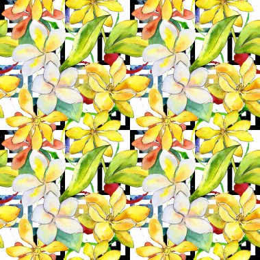 Kır çiçeği gardenya çiçek deseni suluboya tarzında.