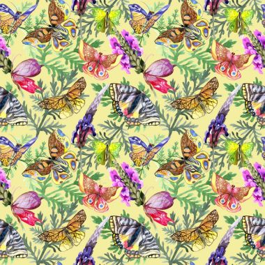 Egzotik kelebek vahşi böcek desen suluboya tarzında.