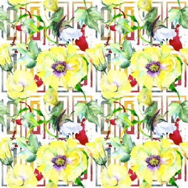 Kır çiçeği eustama çiçek deseni suluboya tarzında.