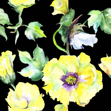 Kır çiçeği eustama çiçek deseni suluboya tarzında.