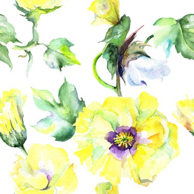 Kır çiçeği eustama çiçek deseni suluboya tarzında.