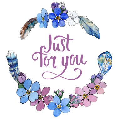 Kır çiçeği unutma çiçek çelenk suluboya tarzında.