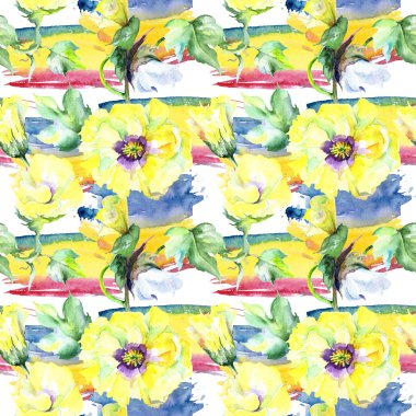 Kır çiçeği eustama çiçek deseni suluboya tarzında.