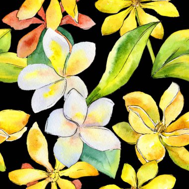 Kır çiçeği gardenya çiçek deseni suluboya tarzında.