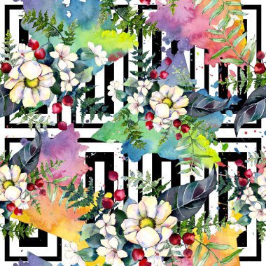 Buket çiçek deseni suluboya tarzında.