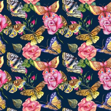 Egzotik kelebek vahşi böcek desen suluboya tarzında.