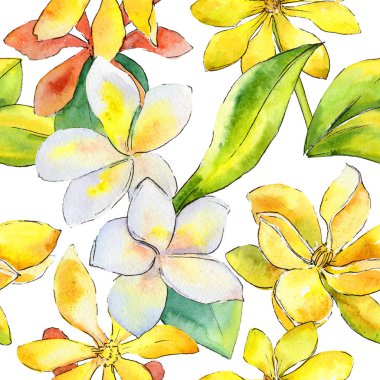 Kır çiçeği gardenya çiçek deseni suluboya tarzında.