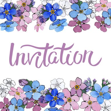 Kır çiçeği unutma çiçek çerçeve suluboya tarzında.