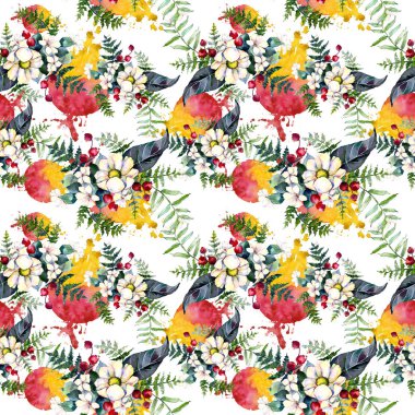 Buket çiçek deseni suluboya tarzında.