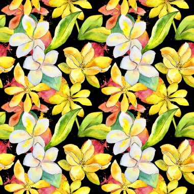 Kır çiçeği gardenya çiçek deseni suluboya tarzında.