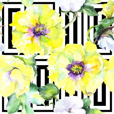 Kır çiçeği eustama çiçek deseni suluboya tarzında.