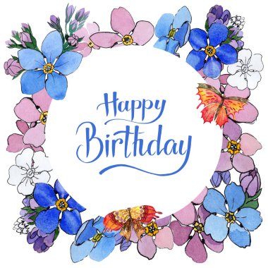 Kır çiçeği unutma çiçek çelenk suluboya tarzında.