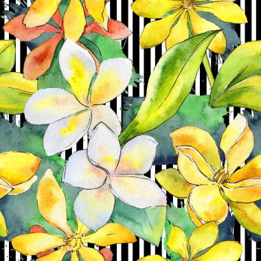 Kır çiçeği gardenya çiçek deseni suluboya tarzında.