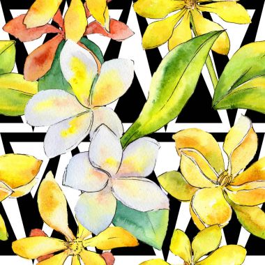 Kır çiçeği gardenya çiçek deseni suluboya tarzında.