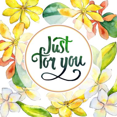 Kır çiçeği gardenya çiçek çerçeve suluboya tarzında.