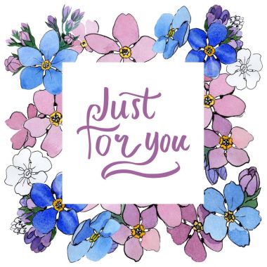 Kır çiçeği unutma çiçek çerçeve suluboya tarzında.