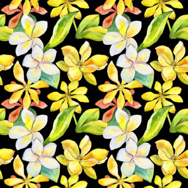 Kır çiçeği gardenya çiçek deseni suluboya tarzında.