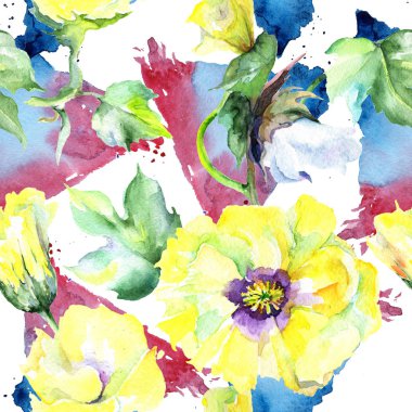 Kır çiçeği eustama çiçek deseni suluboya tarzında.