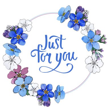 Kır çiçeği unutma çiçek çelenk suluboya tarzında.