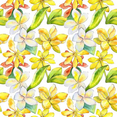 Kır çiçeği gardenya çiçek deseni suluboya tarzında.