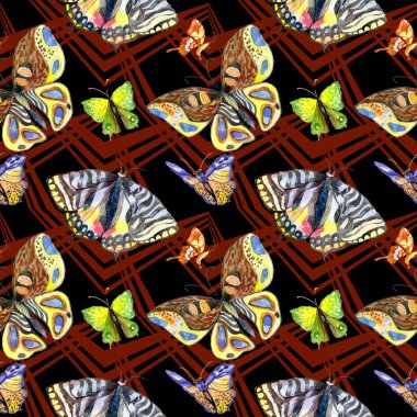 Egzotik kelebek vahşi böcek desen suluboya tarzında.